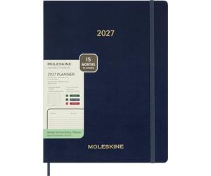 Moleskine 15 Monate Essential Wochenkalender 2026/2027, 1 Wo = 2 Seiten, vertikal, XXL, fester Einband, Saphirblau