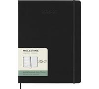 Moleskine Agenda Hebdomadaire 2026 2027 - Agenda 18 mois avec espace pour les notes, couverture rigide et fermeture élastique, couleur noire, format XL 19 x 25 cm