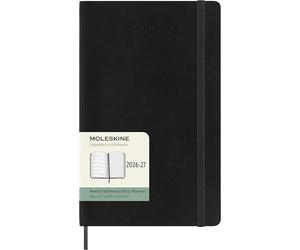 Moleskine 18 Monate Wochenkalender 2026/2027, L/A5, 1 Wo = 1 Seite, Rechts Linierte Seite, Weicher Einband, Schwarz