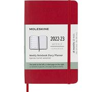 Moleskine - Agenda Hebdomadaire 18 Mois, Agenda de Poche 2022/2023, Carnet Hebdomadaire avec Couverture Souple et Fermeture Élastique, Format de Poche 9 x 14 cm, Couleur Rouge Écarlate