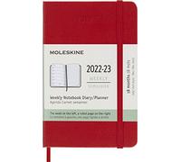 Moleskine - Agenda Hebdomadaire 18 Mois, Agenda Hebdomadaire 2022/2023, Carnet de Notes Hebdomadaire avec Couverture Rigide et Fermeture Élastique, Format de Poche 9 x 14 cm, Couleur Rouge Écarlate