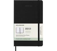 Moleskine - Agenda Hebdomadaire 18 Mois, Agenda Hebdomadaire 2022/2023, Carnet de Notes Hebdomadaire avec Couverture Rigide et Fermeture Élastique, Taille Large 13 x 21 cm, Couleur Noir