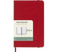 Moleskine Agenda Hebdomadaire 2026 2027 - Agenda 18 mois avec espace pour les notes, couverture rigide et fermeture élastique, couleur rouge écarlate, format Pocket 9 x 14 cm