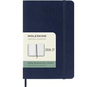 Moleskine Agenda Hebdomadaire 2026 2027 - Agenda 18 mois avec espace pour les notes, couverture souple et fermeture élastique, couleur bleu saphir, format Pocket 9 x 14 cm