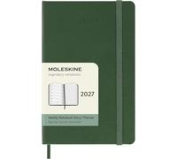 Agenda Hebdomadaire Moleskine 2027, Agenda de 12 Mois avec Espace pour Prendre des Notes, Couverture Rigide et Fermeture Élastique, Format Pocket 9x14 Cm, Couleur Vert Myrte