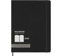 Agenda hebdomadaire Moleskine, Agenda hebdomadaire vertical Pro 12 mois 2025, couverture rigide et fermeture élastique, couleur noire, format extra-large 19 x 25 cm