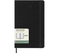 Moleskine Agenda Hebdomadaire avec Espace pour des Notes 12 Mois 2024, Agenda 2024, Format Large 13x21, Couverture Rigide et Fermeture Elastique, Couleur Noir