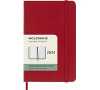 Moleskine Agenda Hebdomadaire avec Espace pour des Notes 12 Mois 2024, Agenda 2024, Format Pocket 9x14, Couverture Rigide et Fermeture Elastique, Couleur Rouge Écarlate