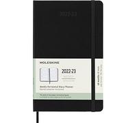 Moleskine - Agenda Hebdomadaire Horizontal, Agenda de Poche 18-Mois 2022/2023, Agenda Hebdomadaire avec Couverture Rigide et Fermeture Élastique, Taille Large 13 x 21 cm, Couleur Noir
