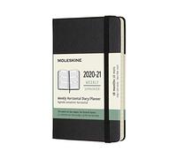 Moleskine Agenda Horizontal Hebdomadaire 2020/2021, Agenda de Poche Semainier 18 Mois, Couverture Rigide et Fermeture Elastique, Format de Poche 9 x 14 cm, Couleur Noir, 208 Pages