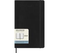 Moleskine Agenda Mensuel 12 Mois 2024, Agenda 2024, Format Large 13x21, Couverture Souple et Fermeture Elastique, Couleur Noir