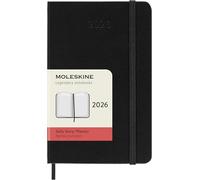 Moleskine - Agenda quotidien 2026 - 12 mois, couverture rigide, élastique, format poche 9x14, noir