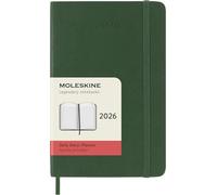 Moleskine Agenda journalier 2026, 12 mois, couverture souple, élastique, Pocket 9x14 Vert