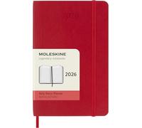 Moleskine – Agenda journalier 2026 12 mois – Pocket 9x14 – Couverture souple élastique Rouge