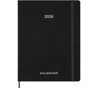 Moleskine Agenda Essential 2025-2026 Hebdomadaire verticale 15 mois, créneaux quotidiens, XXL noir