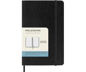 Moleskine Monthly Planner, Agenda Mensuel 12 Mois 2025, Couverture Souple et Fermeture Élastique, Couleur Noir, Format Pocket 9x14 cm