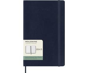 Moleskine Weekly Planner 2024-2025, Agenda Hebdomadaire 18 Mois 2025 avec Espace Pour Notes, avec Couverture Souple et Fermeture Élastique, Format Large 13 x 21 cm, Couleur Bleu Saphir
