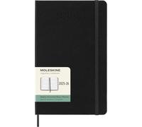 Moleskine Agenda hebdomadaire 2025-2026 – 18 mois, horizontal, grand format 13×21 cm, noir