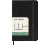 Moleskine Agenda hebdomadaire 2025-2026 18 mois, format pocket 9x14 cm, couverture rigide, noir