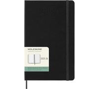 Moleskine Agenda hebdomadaire 18 mois 2025-2026 – Format L 13x21 cm, rigide, élastique, noir