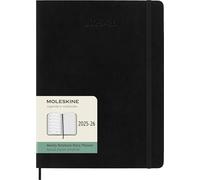 Moleskine Weekly Planner 2025-2026, Agenda Hebdomadaire 18 Mois avec Espace pour Notes, Couverture Souple et Fermeture Élastique, Format XL 19 x 25 cm, Couleur Noire