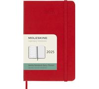 Moleskine Weekly Planner, Agenda Hebdomadaire avec Espace pour Notes 12 Mois 2025, Couverture Rigide et Fermeture Élastique, Couleur Rouge Écarlate, Format Pocket 9x14 cm