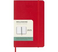 Moleskine Weekly Planner, Agenda Hebdomadaire avec Espace pour Notes 12 Mois 2025, Couverture Souple et Fermeture Élastique, Couleur Rouge Écarlate, Format Pocket 9x14 cm