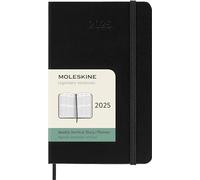 Moleskine Weekly Planner, Agenda Hebdomadaire Vertical 12 Mois 2025, Couverture Rigide et Fermeture Élastique, Couleur Noir, Format Pocket 9 x14 cm