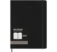 Moleskine Weekly Planner, Agenda Hebdomadaire Vertical Pro 12 Mois 2025, Couverture Rigide et Fermeture Élastique, Couleur Noir, Format Extra Large 19x25 cm