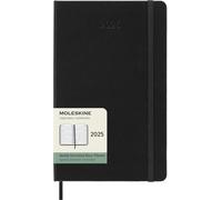 Moleskine Agenda hebdomadaire horizontal 2025 Couverture rigide fermeture élastique Noir 13x21 cm