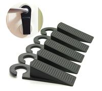 MOLHEM 5 pièces butoir de porte accrochable, cales de porte en caoutchouc résistantes pour sol, protège-mur noir atténuant le bruit adapté aux sols bruts et parquets