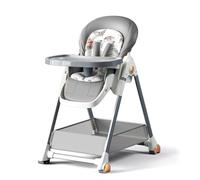 MoLi Chaise Haute Multifonctionnelle pour Bébé, Chaise de Salle à Manger avec 3 Positions d'inclinaison et 6 Hauteurs Réglables, Convertible et Pliable avec Plateaux Amovibles et Roues (808 Grey)