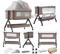 MoLi Cododo Bebe avec Table à Langer, Multifonctionnel Lit Cododo, Lit Bebe Pliable, 3 Niveaux de Réglage de La Hauteur (X3 Khaki)