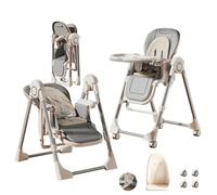 MoLi Cuir PU Chaise Haute, Chaises Hautes avec Fonction de Balancelle, Chaise Haute Bébé Plateau Double Couche (X8121 Grey)
