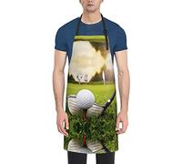 MOLIAE Tablier de cuisine imprimé bambou printemps pour homme, tabliers de cuisine pour femme avec poches, tabliers réglables, tablier de dessin pour barbecue, Balle de golf., taille unique