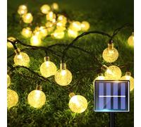 Molicar Guirlande lumineuse solaire d'extérieur - 12 m - Avec boules - Résistante aux intempéries - Pour terrasse et balcon - Blanc chaud