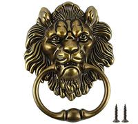 MOLIGOU Heurtoir de porte décoratif en forme de tête de lion de 15,2 cm - Anneau de porte de lion antique (bronze antique)
