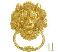 MOLIGOU Heurtoir de porte en forme de tête de lion - 15,2 cm - Décoratif - Anneau de porte de lion antique - Doré