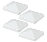 MOLIGOU Lot de 4 capuchons de poteau de clôture en vinyle - Capuchons pyramidaux pour poteau en vinyle de 10,2 x 10,2 cm (blanc)
