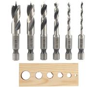 MOLIMOLI Ensemble de mèches Einhell en 6 pièces : avec Tige hexagonale 1/4 Pouce (6,35 mm) et Porte-mèche, forets Courts Bois 2,3 à 9,5 mm pour Dur/Bois Tendre, Embout centrage Drill Bit Pro
