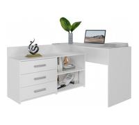 MOLINE - Bureau d'angle avec rangement - 3 tiroirs + 2 etagères - 120x50x76 cm - Bureau d'ordinateur