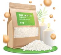 molinoRC 1,8 kg Cire de soja pour Bougie 100% Naturelle en pastilles - Biodégradable, sans additifs, Non Toxique - Cire pour Bougie à Fondre - Cire Bougies à Faire Maison - Végétale