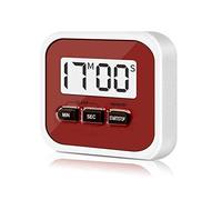 Molinter Minuteur de cuisine - Minuteur magnétique - Minuteur électronique - Compte à rebours extra large - Support magnétique puissant - Support escamotable (rouge)
