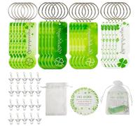Molirex Lot de 40 jetons en acrylique pour chariot de courses, trèfle, porte-bonheur, cadeaux avec pochette en organza et cartes de vœux, cadeau de remerciement aux élèves, cadeau d'adieu