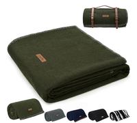 Molithe Couverture 100% Laine, Chaude, épaisse, Lavable, en Laine Militaire, idéale pour Le Camping, l'extérieur, Les événements Sportifs, Les Kits de Survie
