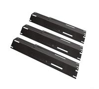 Moliuoly Lot de 3 plaques chauffantes pour barbecue réglables 11,75-21 pouces en porcelaine et acier anti-flamme pour barbecue à gaz protection brûleur répartition uniforme de la chaleur Noir