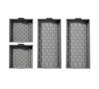 Moliuoly Lot de 4 moules à pâtisserie en silicone rectangulaires et carrés antiadhésifs flexibles passent au lave-vaisselle pour gâteaux, brownies, muffins, pain, gris, 25 x 12 cm et 12 x 12 cm, four