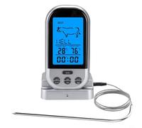 Moliuoly Thermomètre de barbecue numérique sans fil avec sonde à viande, portée de 30 m, 8 types de viande et 5 niveaux de cuisson, minuterie d'affichage LCD pour barbecue, four, micro-ondes, rôtir