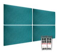 MOLLIS - Lot de 4 Panneaux muraux rectangulaires et décoratifs - en Mousse - pour tête de lit ou Protection Contre Les Chocs - Réduit Le Son et améliore l'acoustique - 60 x 30 cm - Turquoise