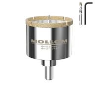 Mollom 2-1/16” (52mm) Scie-cloche diamantée avec 2 mèches pilotes amovibles Coupe nette pour carrelage en porcelaine, verre, céramique, marbre, fibre de verre, etc